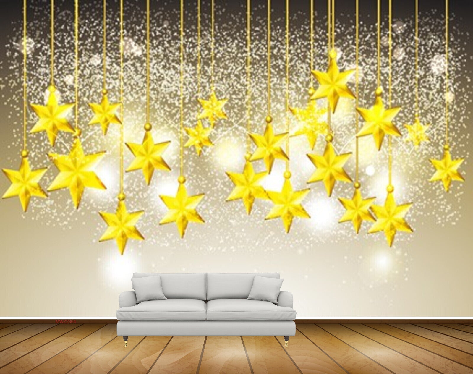 Avikalp MWZ2364 Golden Hanging Stars HD Wallpaper