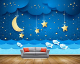Avikalp MWZ2365 Golden Hanging Stars Moon Fishes Night Kids HD Wallpaper