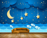 Avikalp MWZ2365 Golden Hanging Stars Moon Fishes Night Kids HD Wallpaper