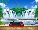 Avikalp MWZ2372 Waterfalls Sun Birds Trees Cranes Flowers Pond River Water HD Wallpaper