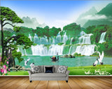 Avikalp MWZ2377 Waterfalls Trees Cranes Boat Pond River Lake Water Mountains Flowers Grass Stones Frame HD Wallpaper
