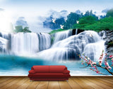 Avikalp MWZ2380 Waterfalls Birds Flowers Mountains Pond River Lake Water Clouds Nature HD Wallpaper