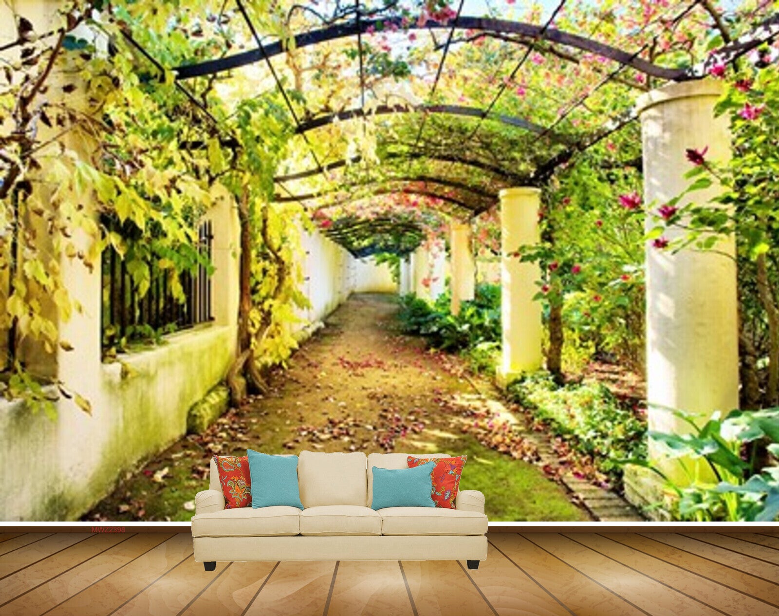 Avikalp MWZ2398 Trees Walls Flowers Alley HD Wallpaper