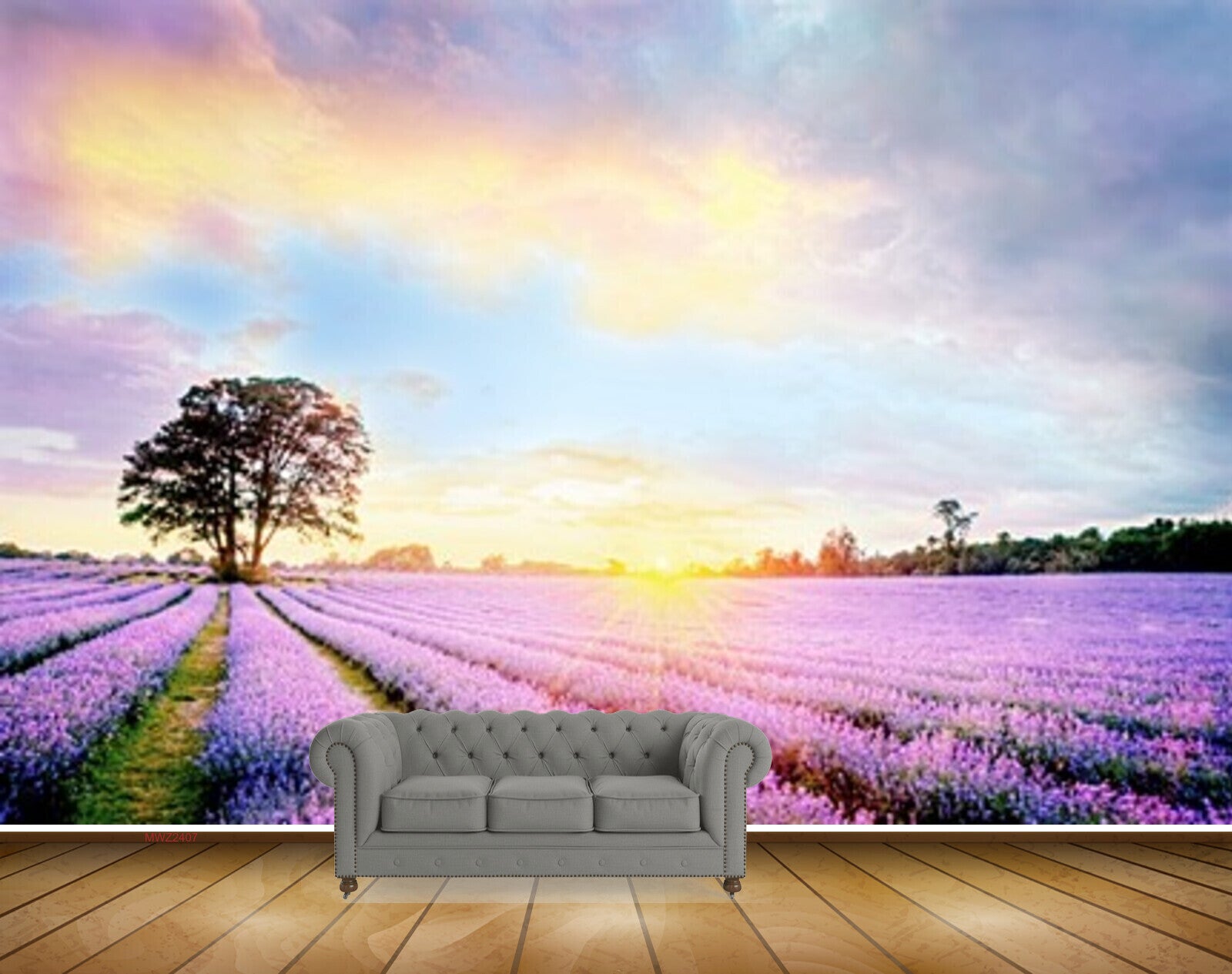 Avikalp MWZ2407 Purple Flowers Trees Sunset Sunrise Clouds HD Wallpaper