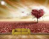 Avikalp MWZ2415 Sun Red Leaves Heart Trees Fantasy HD Wallpaper
