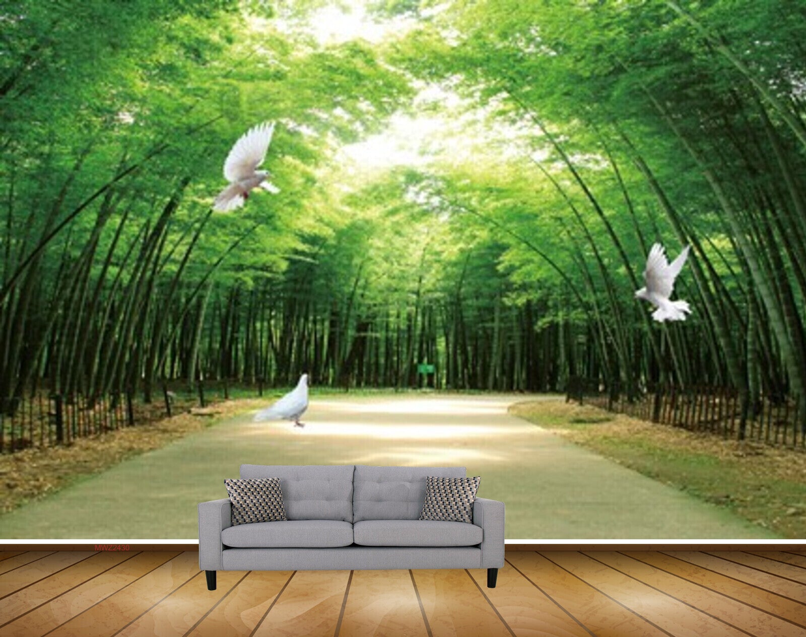 Avikalp MWZ2430 Trees Birds Road Forest HD Wallpaper