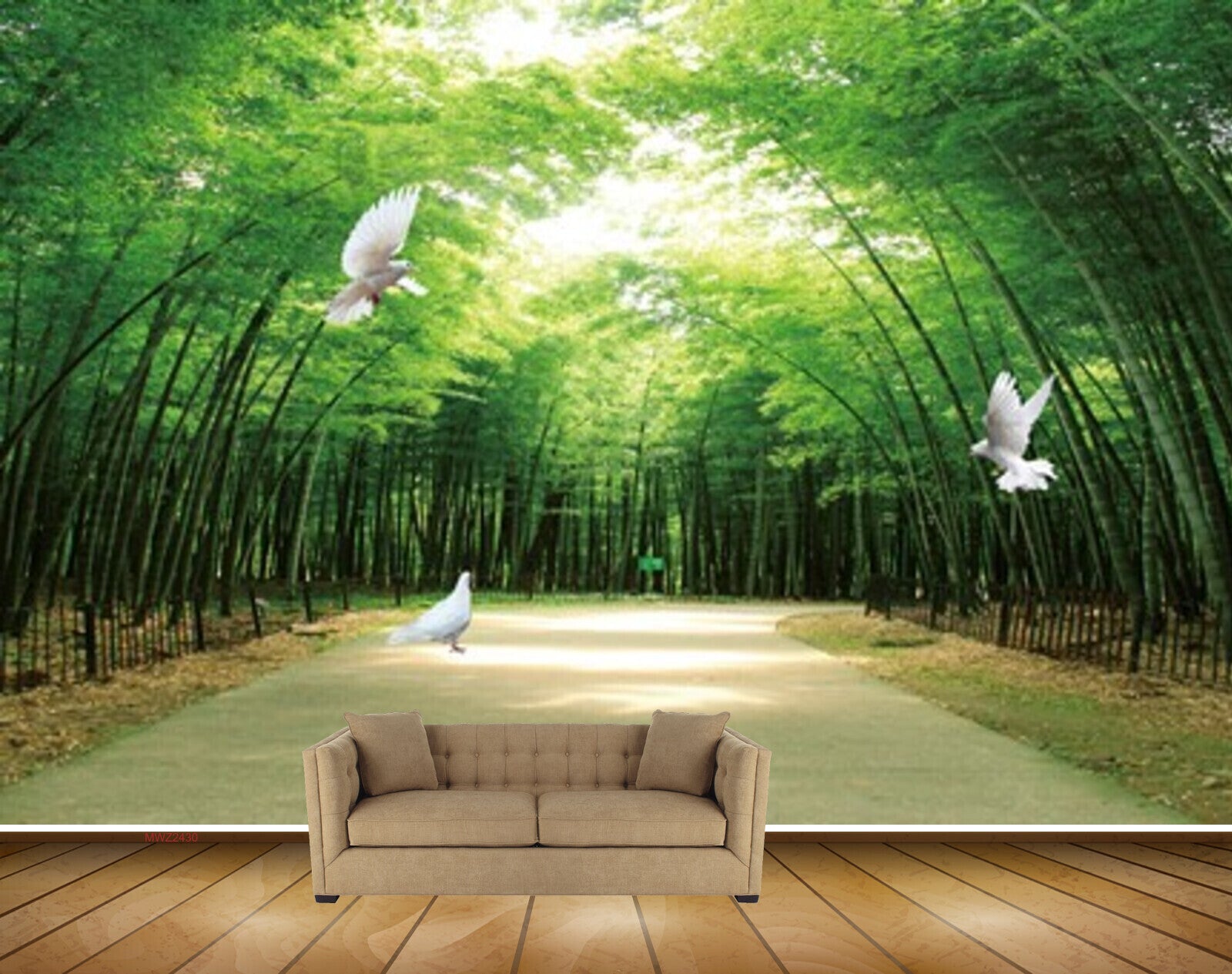Avikalp MWZ2430 Trees Birds Road Forest HD Wallpaper