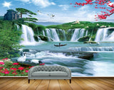 Avikalp MWZ2433 Waterfalls Birds Cranes Trees Sun Mountians Pond River Lake Water Flowers Boat Clouds HD Wallpaper