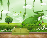 Avikalp MWZ2435 White Flowers Trees Birds Butterflies Garden Matte Grass Clouds Leaves HD Wallpaper