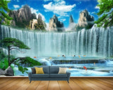 Avikalp MWZ2437 Mountains Waterfalls Fishes Trees Stones Pond River Lake Water Carnes Clouds HD Wallpaper