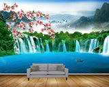 Avikalp MWZ2442 Mountains Waterfalls Birds Flowers Boat Pond River Lake Water HD Wallpaper