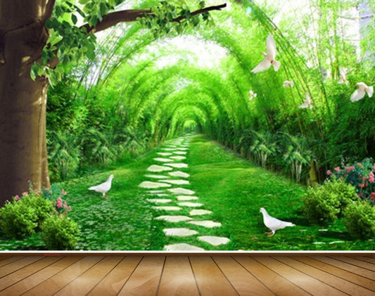 Avikalp MWZ2445 Trees Birds Flowers Grass Branches HD Wallpaper