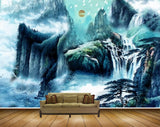 Avikalp MWZ2447 Sun Birds Waterfalls Trees MountainsPond River Lake Water HD Wallpaper