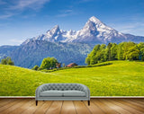 Avikalp MWZ2453 Mountains Trees Grass Houses HD Wallpaper