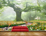Avikalp MWZ2458 Trees Horses Deers Flowers Grass Branches HD Wallpaper
