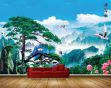 Avikalp MWZ2461 Trees Birds Flowers Mountains Clouds HD Wallpaper