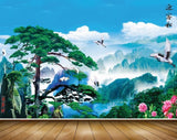 Avikalp MWZ2461 Trees Birds Flowers Mountains Clouds HD Wallpaper