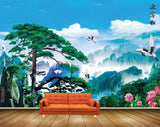 Avikalp MWZ2461 Trees Birds Flowers Mountains Clouds HD Wallpaper