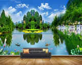 Avikalp MWZ2464 Mountains Trees Pond River Lake Water Boat Clouds Flowers House HD Wallpaper