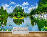 Avikalp MWZ2464 Mountains Trees Pond River Lake Water Boat Clouds Flowers House HD Wallpaper