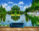 Avikalp MWZ2464 Mountains Trees Pond River Lake Water Boat Clouds Flowers House HD Wallpaper