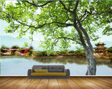 Avikalp MWZ2468 Trees Pond River Lake Water Houses Mountains HD Wallpaper