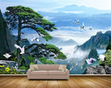 Avikalp MWZ2477 Mountains Birds Trees Cranes Flowers Clouds HD Wallpaper