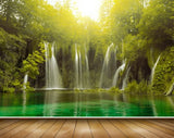 Avikalp MWZ2482 Trees Waterfalls Pond River Lake Water Sun Light HD Wallpaper