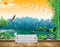 Avikalp MWZ2483 Mountains Sunset Birds Bamboo Trees Cranes Flowers Butterfly Plants Pond River Lake Water Boat HD Wallpaper