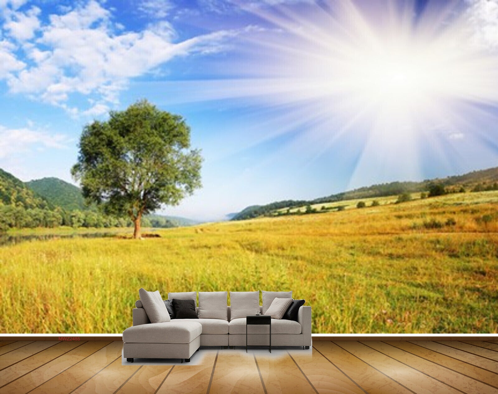 Avikalp MWZ2485 Sun Trees Clouds Grass HD Wallpaper