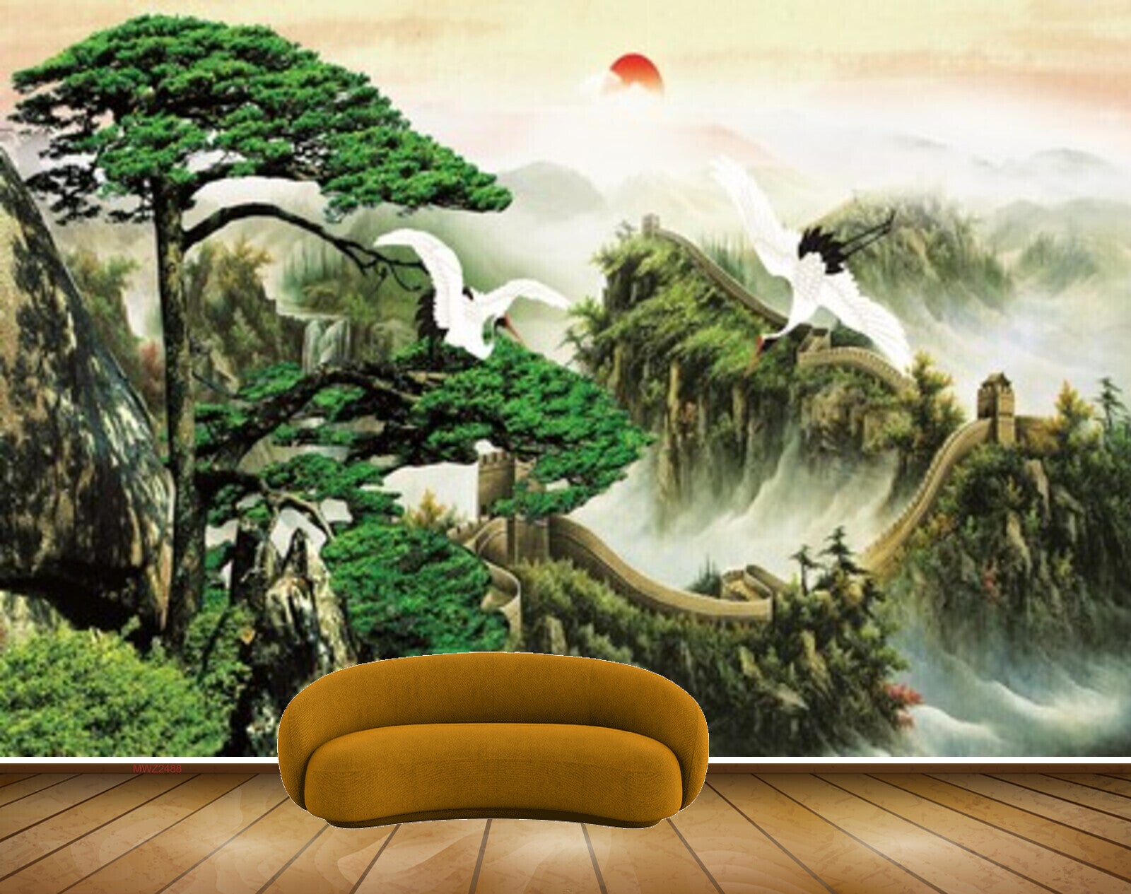 Avikalp MWZ2488 Trees Birds Sun Mountains HD Wallpaper