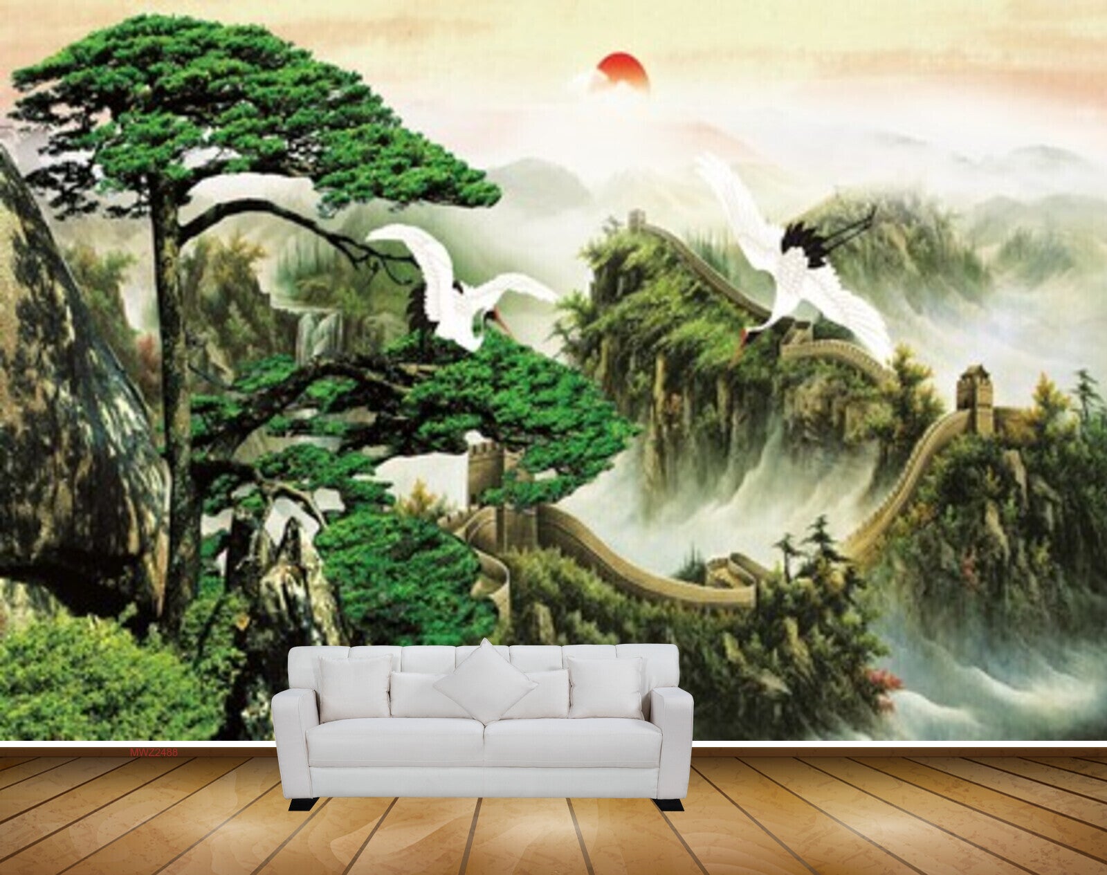 Avikalp MWZ2488 Trees Birds Sun Mountains HD Wallpaper