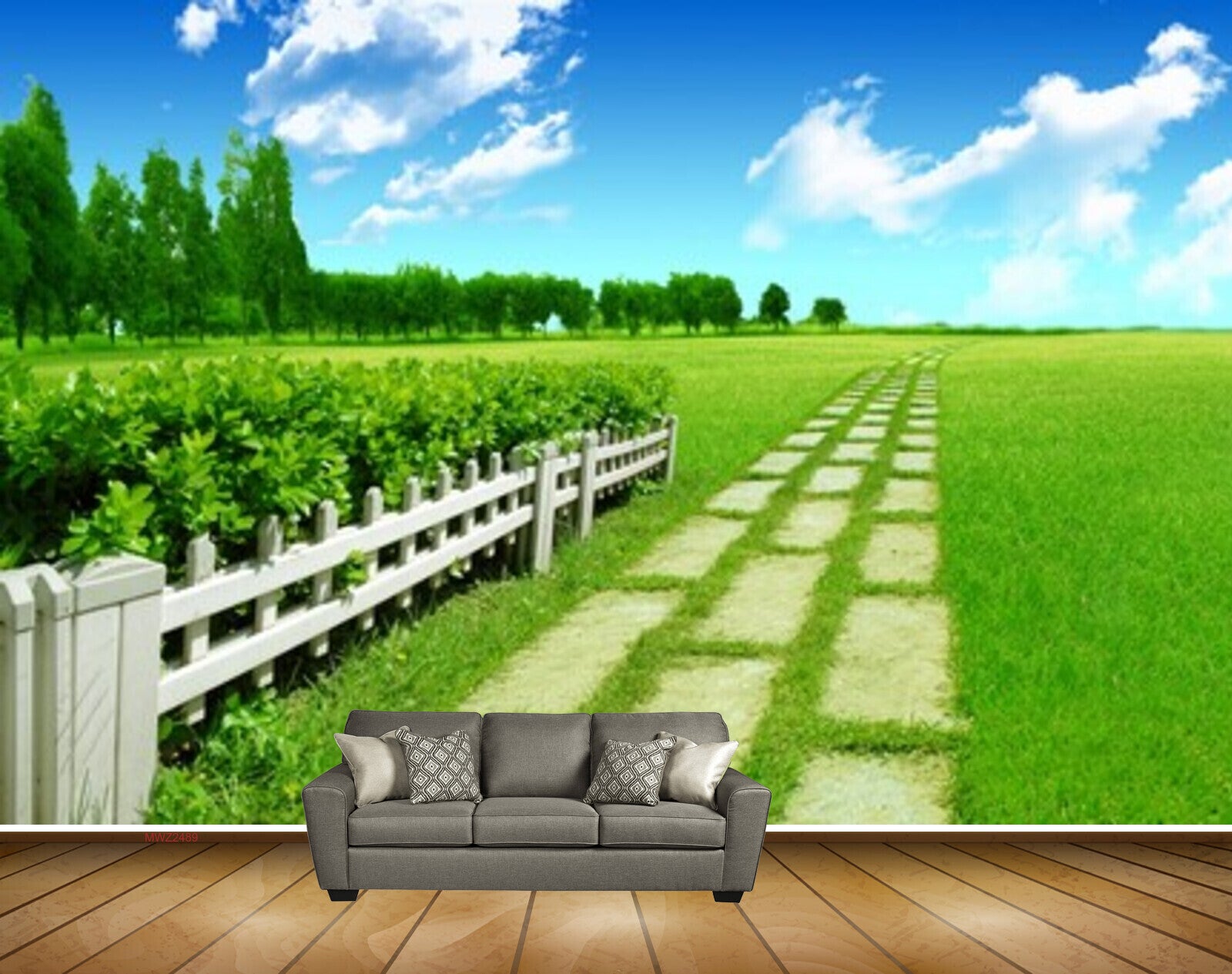 Avikalp MWZ2489 Trees Clouds Garden Grass HD Wallpaper