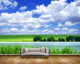 Avikalp MWZ2499 Clouds Grass Trees Pond River Lake Water HD Wallpaper