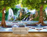 Avikalp MWZ2502 Trees Branches Birds Waterfalls Mountains Sunset Pond River Lake Water HD Wallpaper