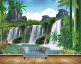 Avikalp MWZ2509 Mountains Waterfalls Bamboo Trees Flowers Pond River Lake Water Leaves HD Wallpaper