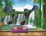 Avikalp MWZ2509 Mountains Waterfalls Bamboo Trees Flowers Pond River Lake Water Leaves HD Wallpaper