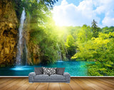 Avikalp MWZ2510 Waterfalls Trees Pond River Lake Water Clouds Sunlight HD Wallpaper