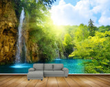 Avikalp MWZ2510 Waterfalls Trees Pond River Lake Water Clouds Sunlight HD Wallpaper