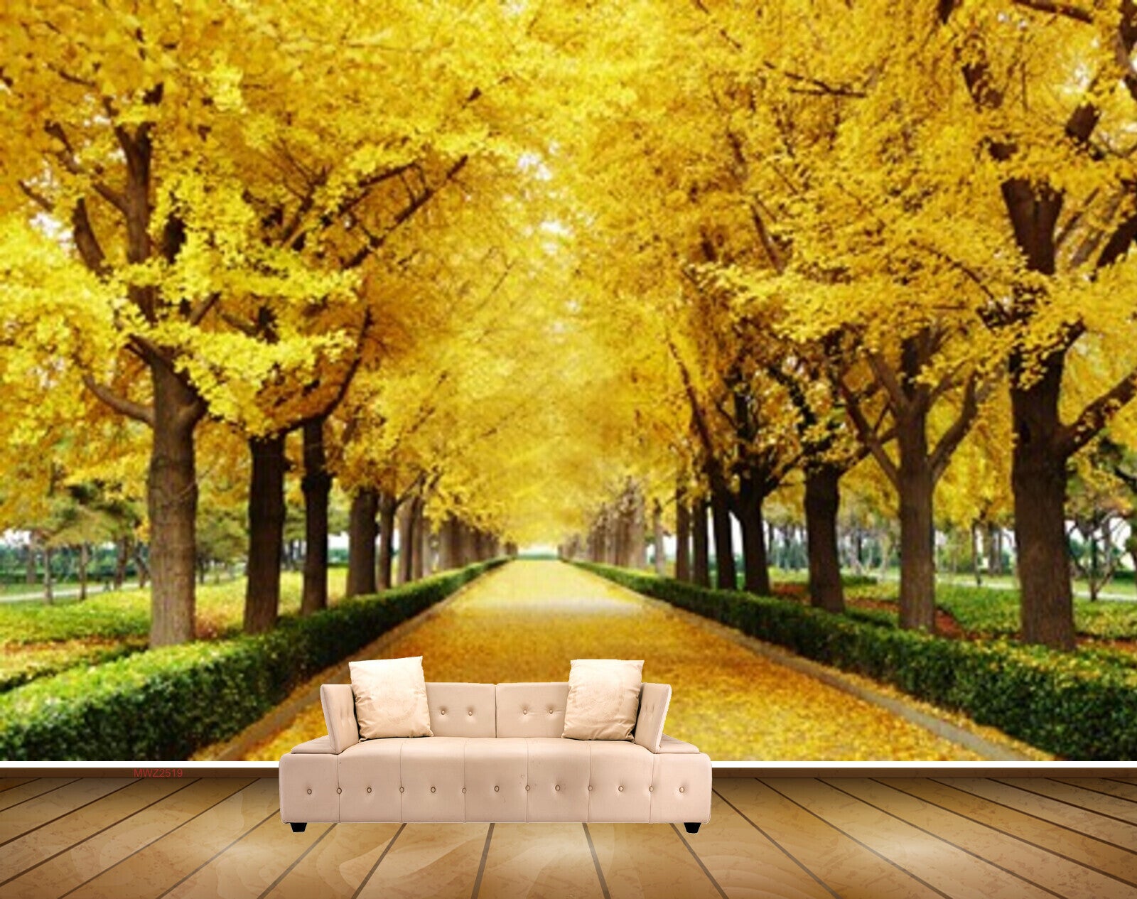 Avikalp MWZ2519 Trees Yellow Leaves Grass HD Wallpaper