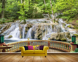 Avikalp MWZ2523 Waterfalls Trees Lamps Bridge Pond River Lake Water HD Wallpaper