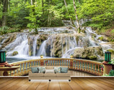 Avikalp MWZ2523 Waterfalls Trees Lamps Bridge Pond River Lake Water HD Wallpaper