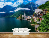 Avikalp MWZ2533 Clouds Mountains Pond River Lake Water Trees Houses HD Wallpaper