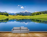 Avikalp MWZ2534 Mountains Trees River Grass Water Lake HD Wallpaper