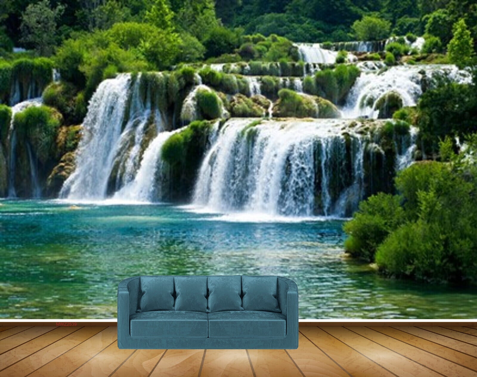 Avikalp MWZ2539 Mountains Waterfalls Trees River Pond Water HD Wallpaper
