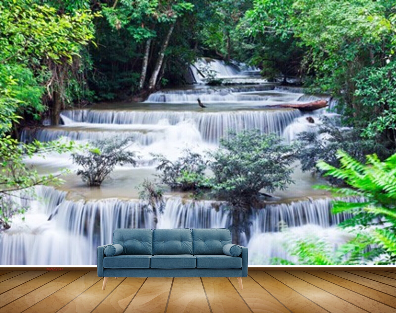 Avikalp MWZ2541 Trees Waterfalls Birds Leaves Water Pond River HD Wallpaper