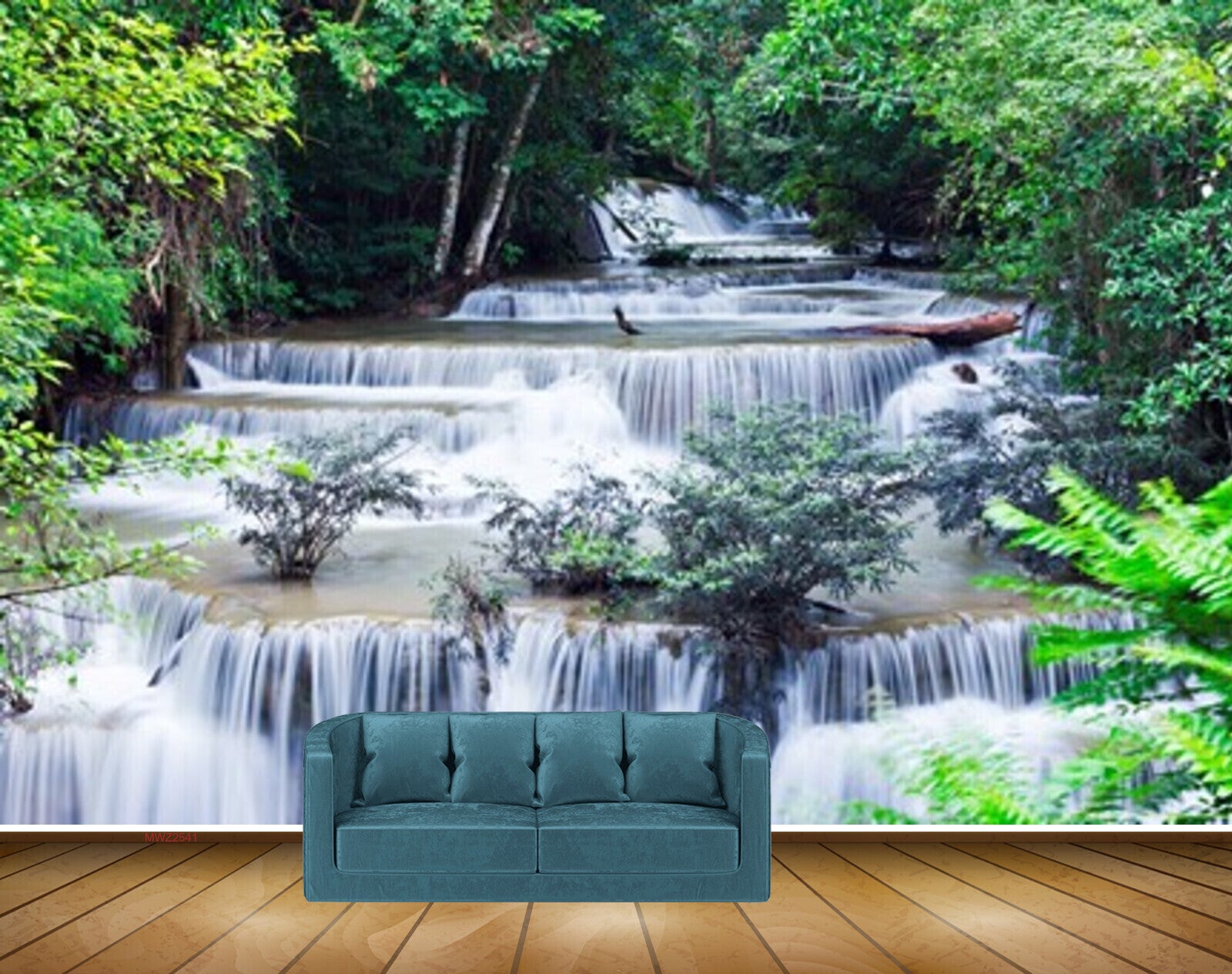 Avikalp MWZ2541 Trees Waterfalls Birds Leaves Water Pond River HD Wallpaper