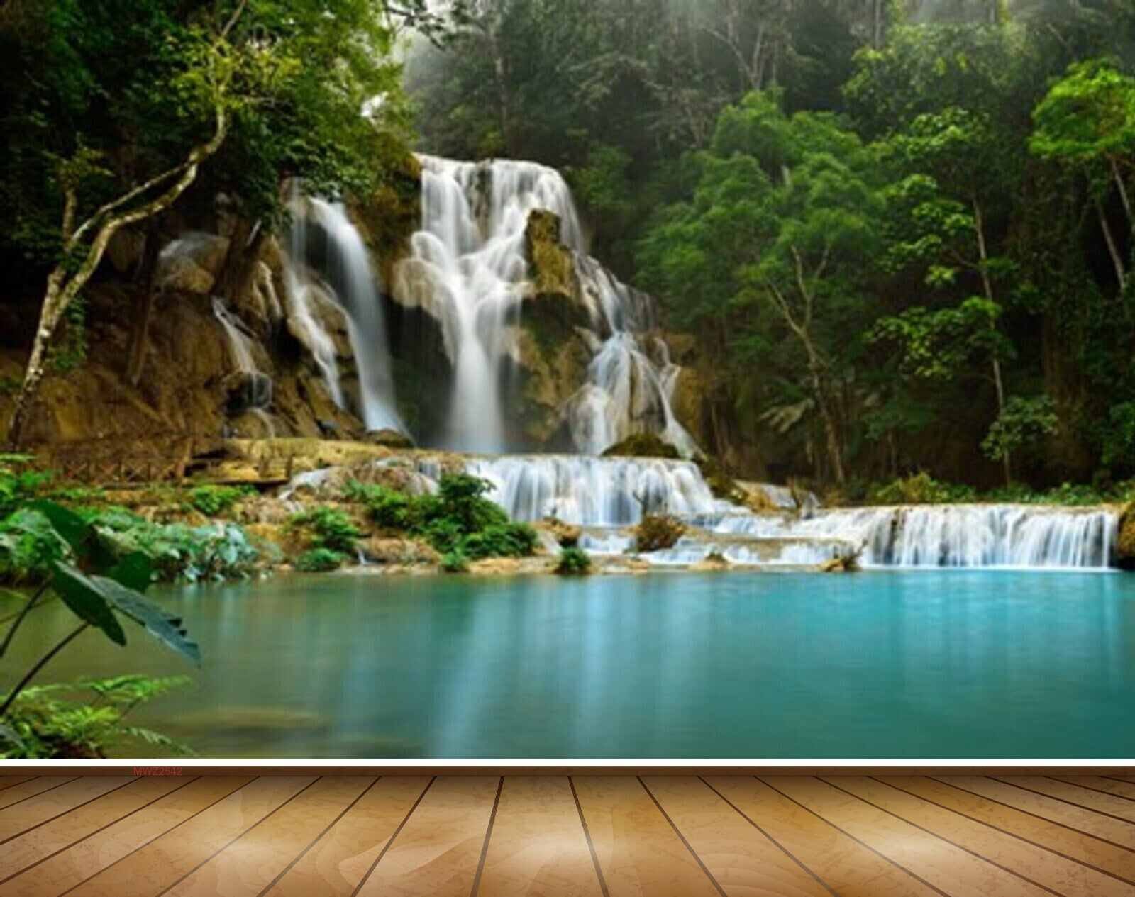 Avikalp MWZ2542 Trees Waterfalls Pond River Lake Water Leaves Stones Forest HD Wallpaper