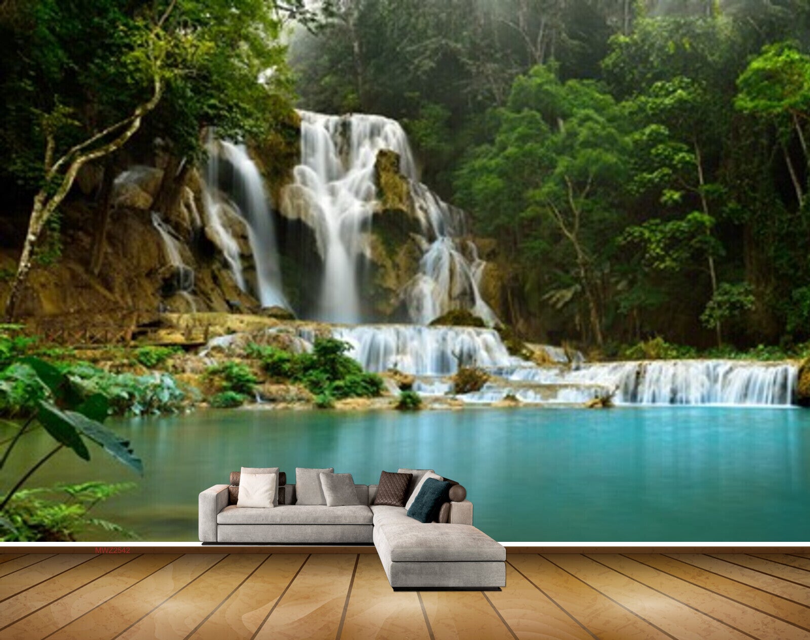 Avikalp MWZ2542 Trees Waterfalls Pond River Lake Water Leaves Stones Forest HD Wallpaper