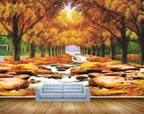 Avikalp MWZ2550 Trees Orange Leaves Orange Stones Waterfalls HD Wallpaper